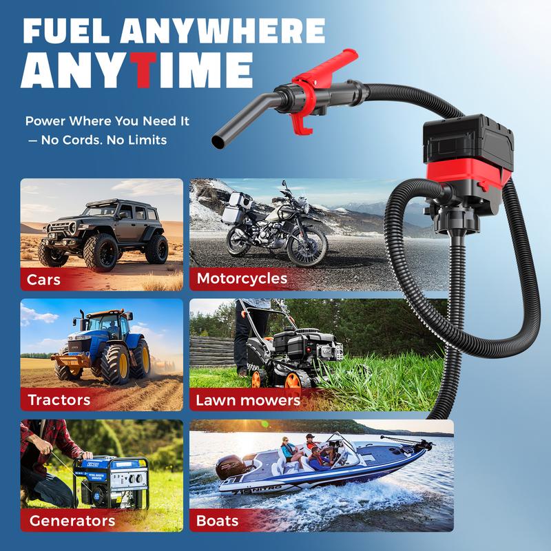 Cordless Fuel Transfer Pump Compatible | with DeWalt 20V & Milwaukee 18V Batteries
